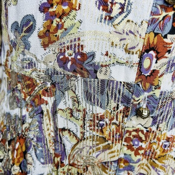 Soft Surroundings Mekness Metallic Floral Maxi Shirt Dress Duster Size S Boho - Picture 6 of 15